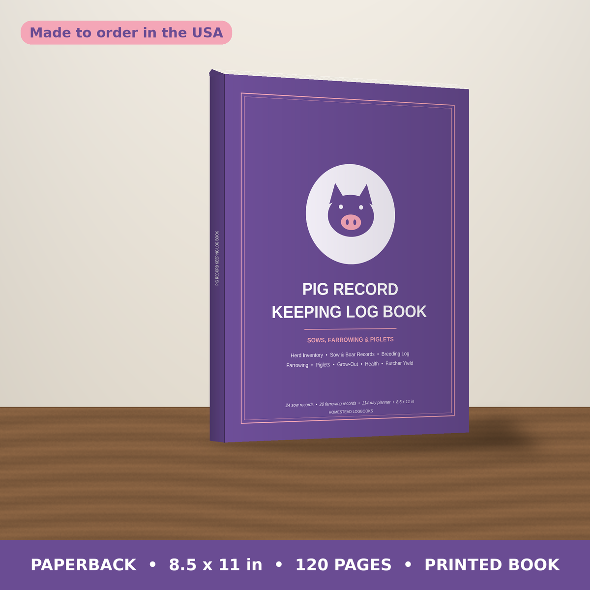 Pig Record Keeping Log Book – paperback