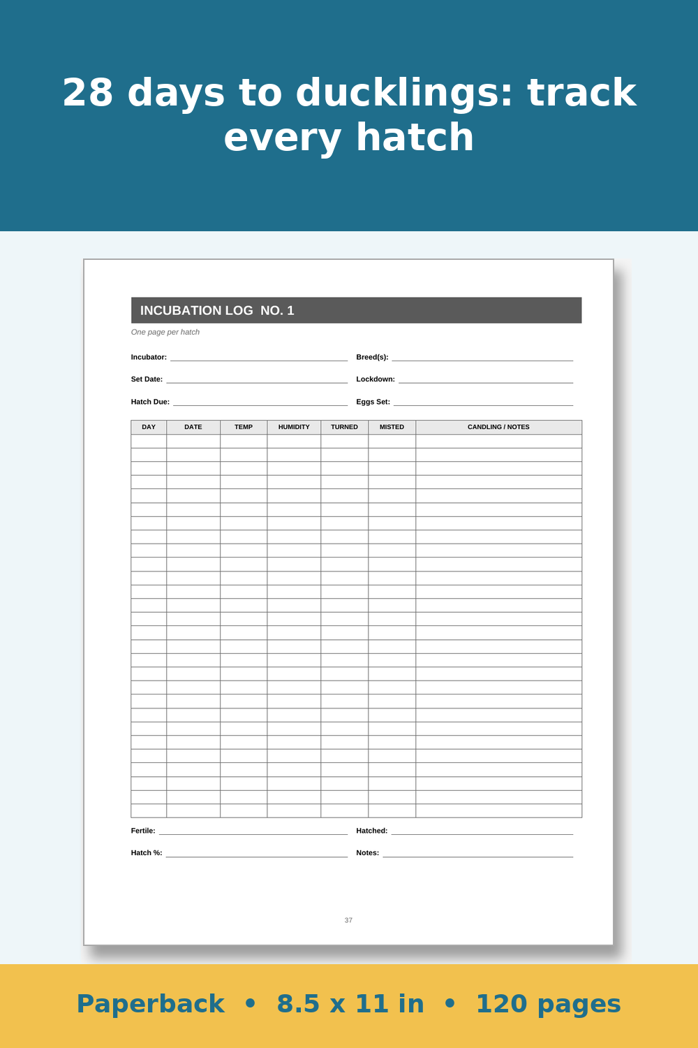 Duck Record Keeping Log Book – inside page