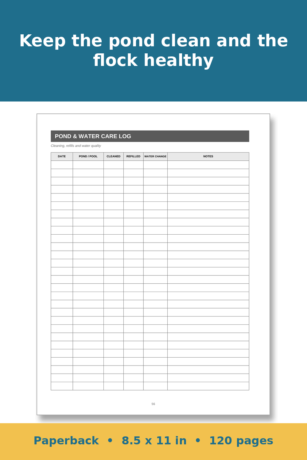 Duck Record Keeping Log Book – inside page