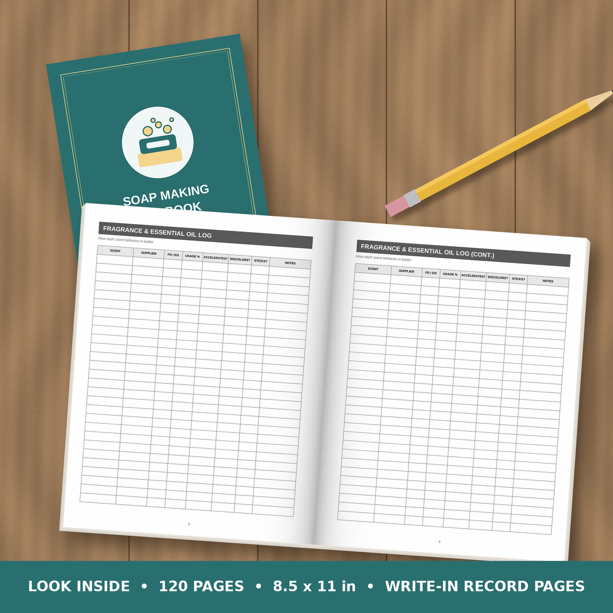 Soap Making Log Book – inside pages spread