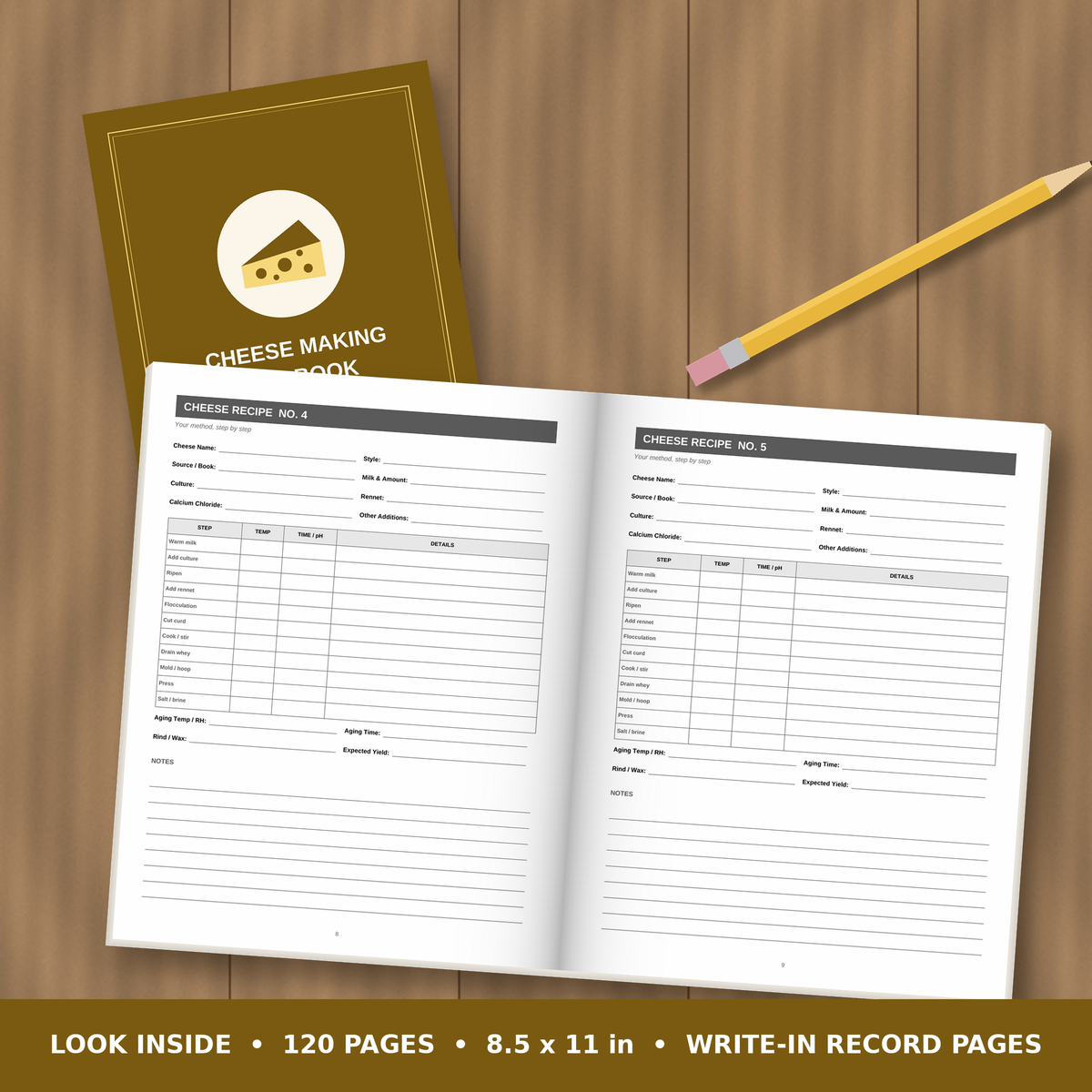 Cheese Making Log Book – inside pages spread