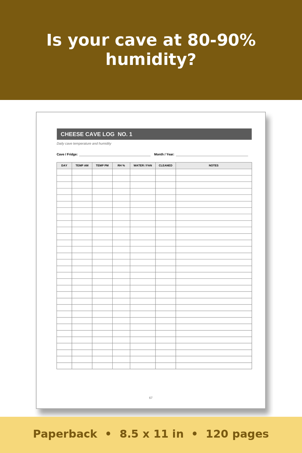 Cheese Making Log Book – inside page