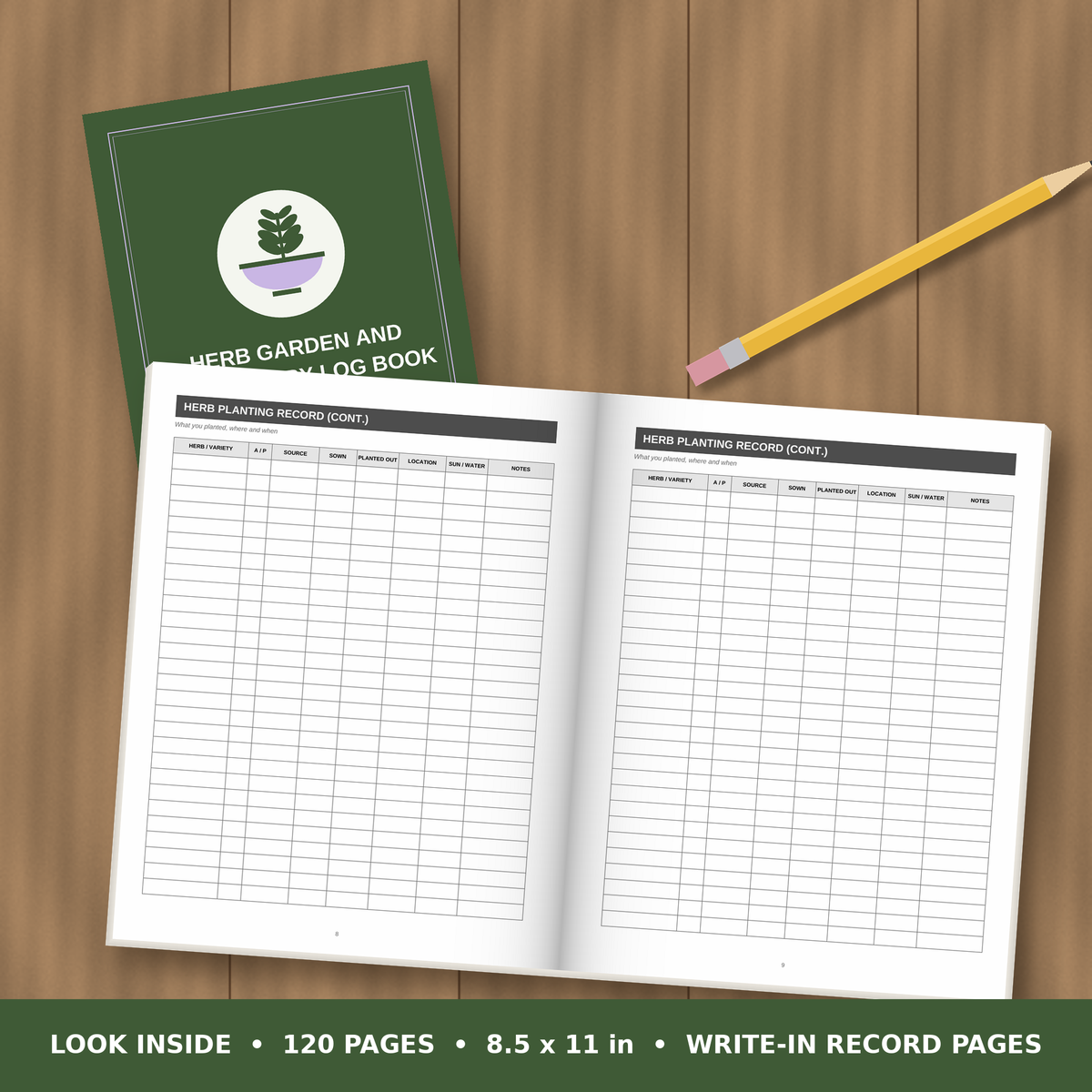 Herb Garden and Apothecary Log Book – inside pages spread