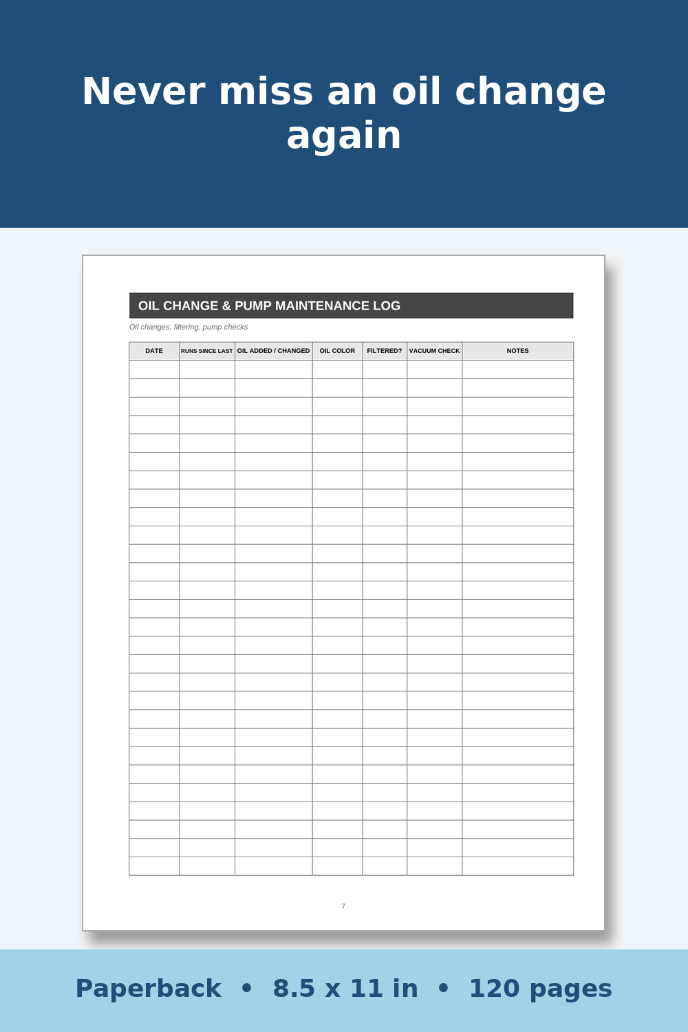 Freeze Drying Log Book – inside page