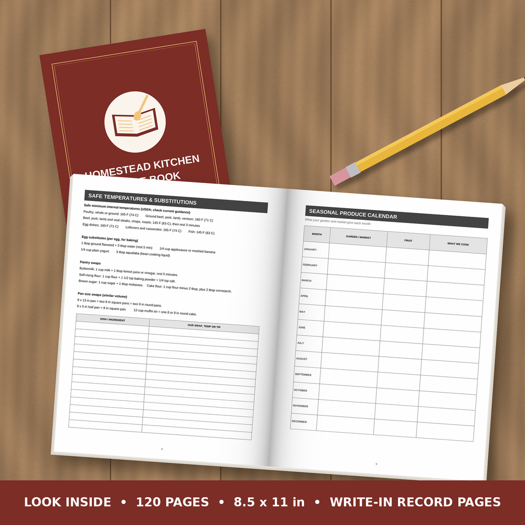 Homestead Kitchen Recipe Book – inside pages spread