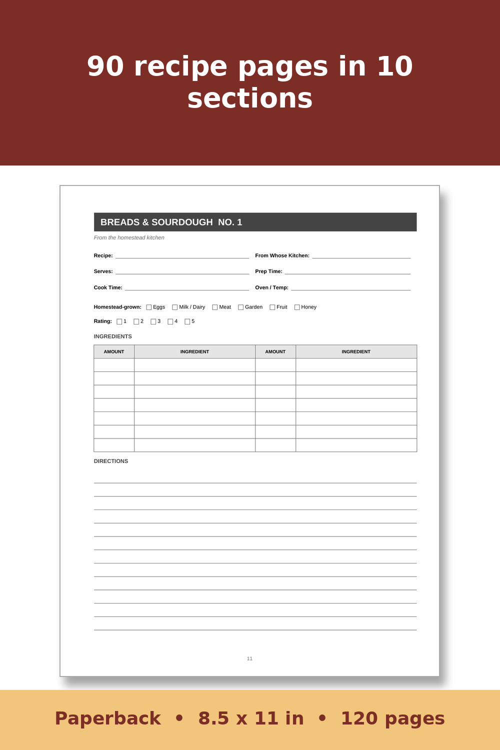 Homestead Kitchen Recipe Book – inside page
