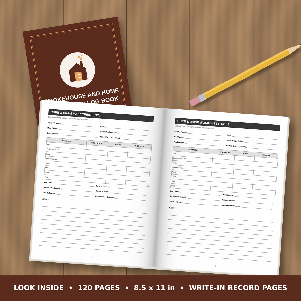 Smokehouse and Home Butchering Log Book – inside pages spread