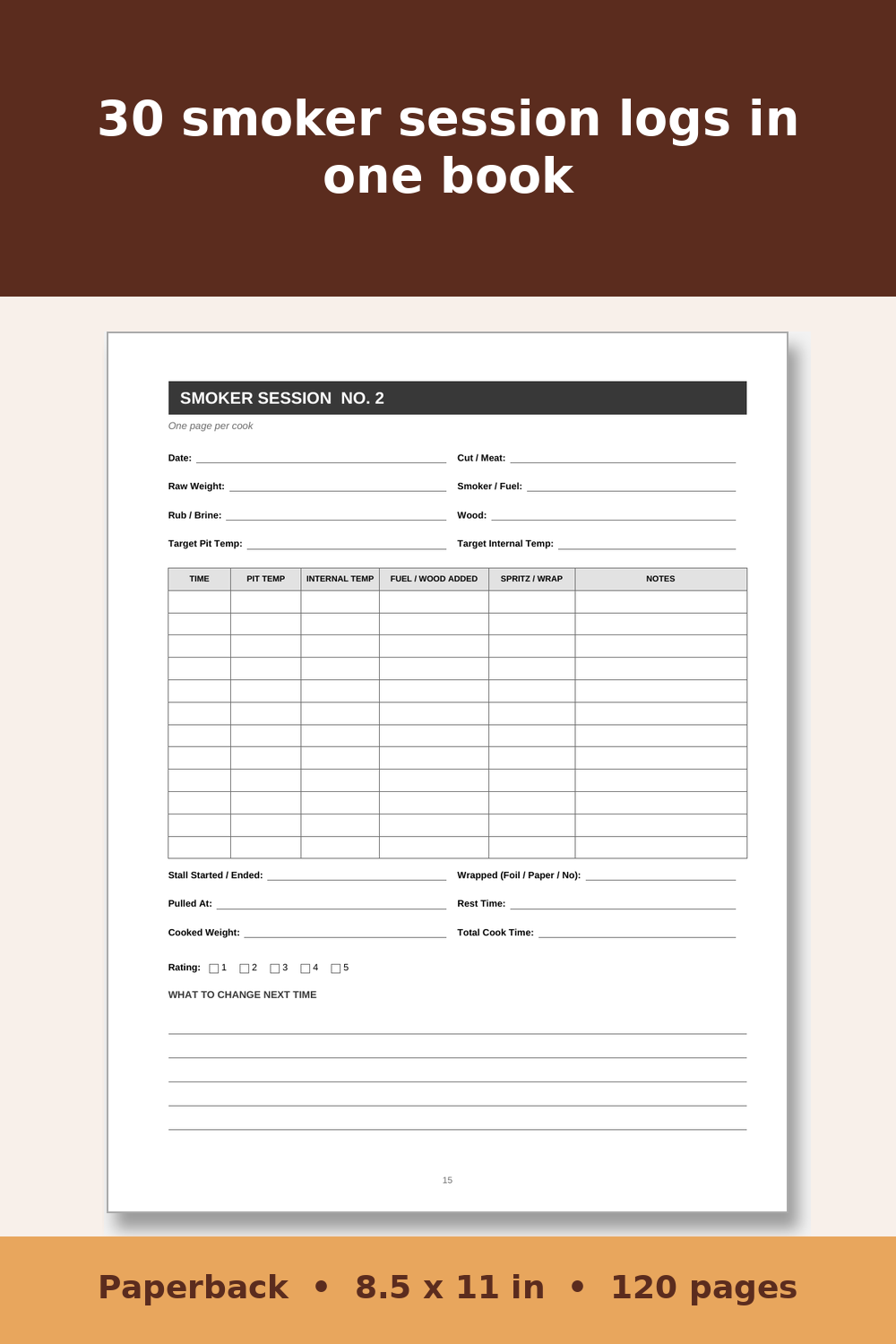 Smokehouse and Home Butchering Log Book – inside page