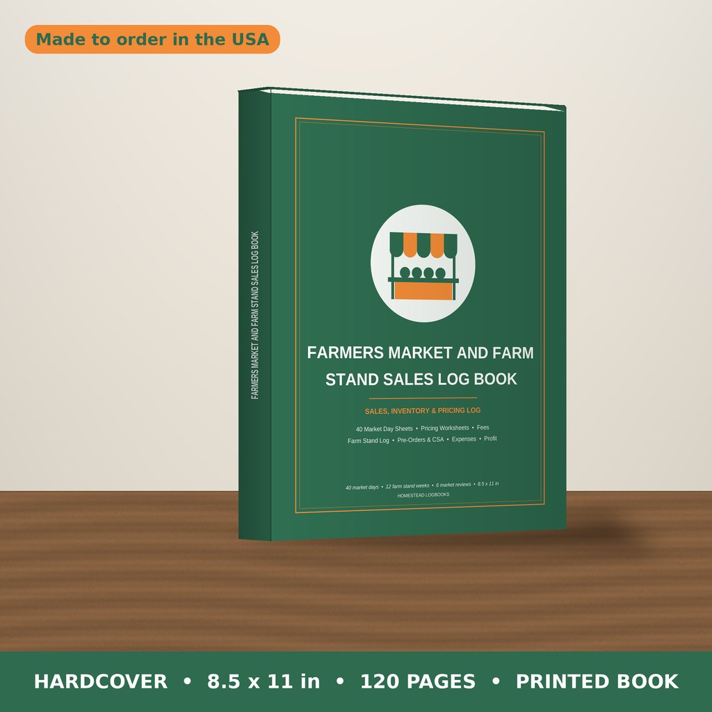 Farmers Market and Farm Stand Sales Log Book – hardcover