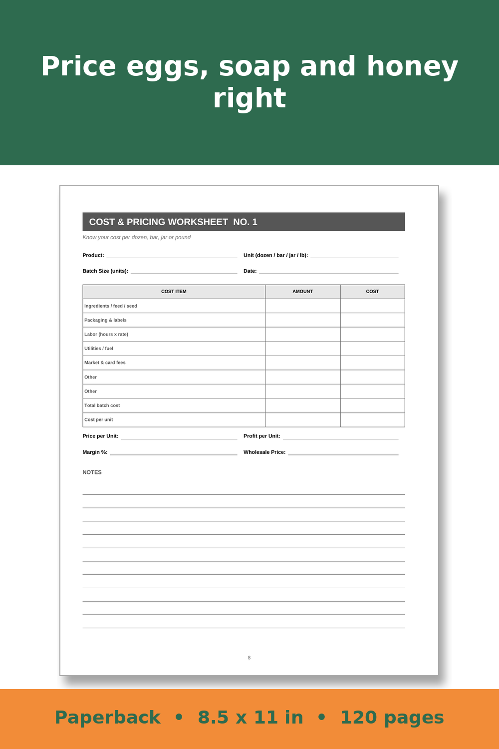 Farmers Market and Farm Stand Sales Log Book – inside page