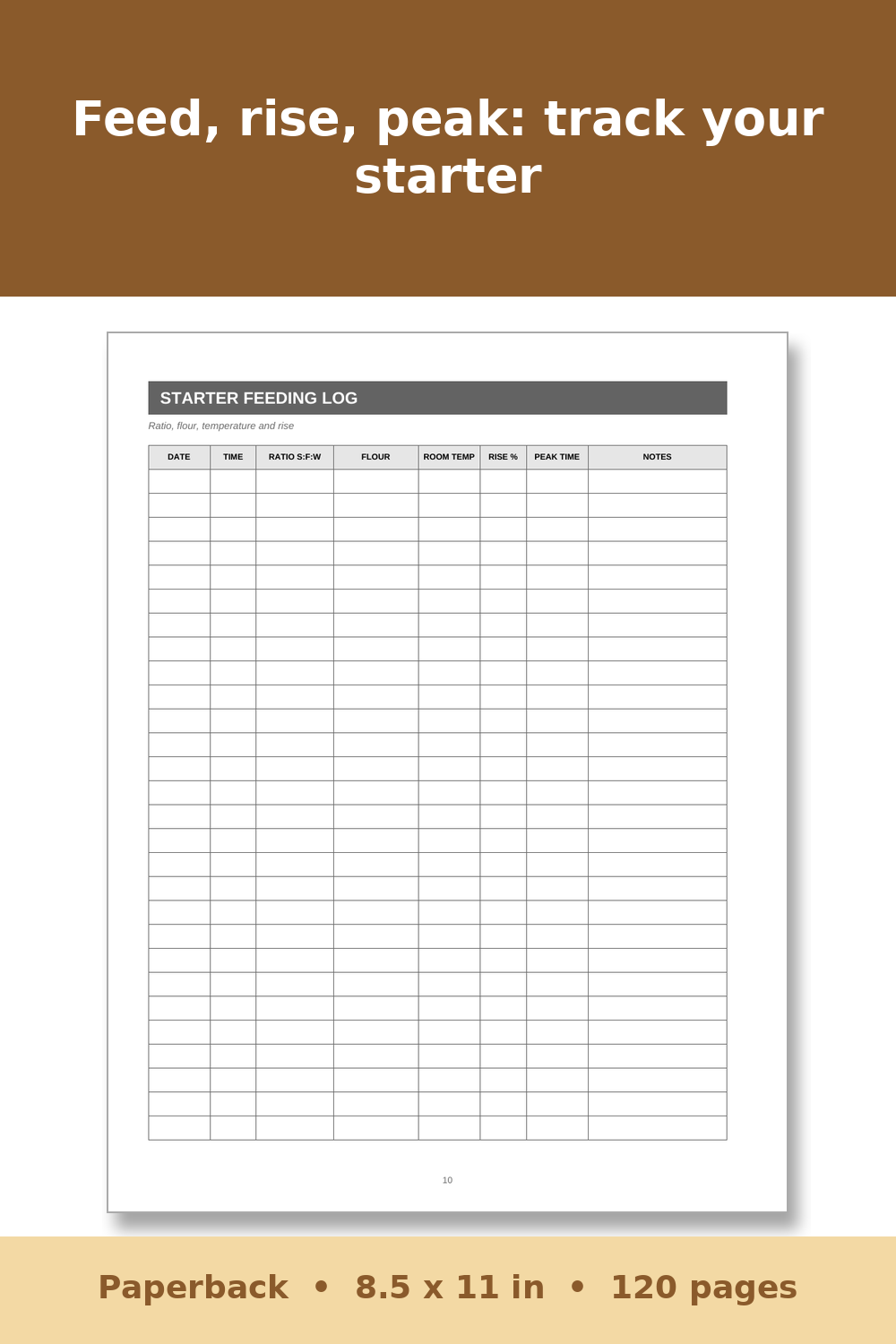 Sourdough and Fermentation Log Book – inside page