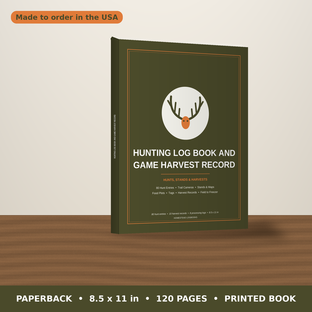Hunting Log Book and Game Harvest Record – paperback