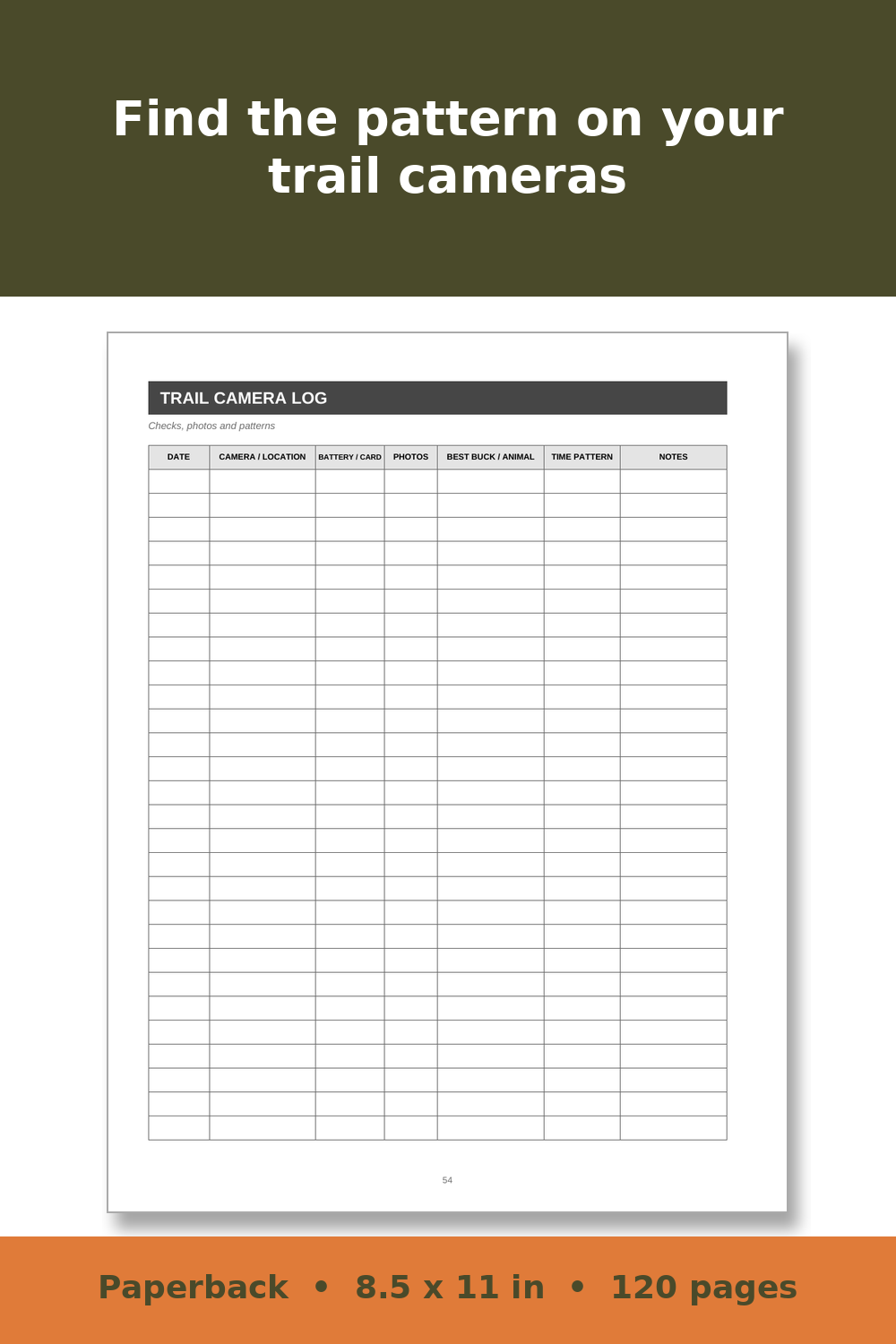 Hunting Log Book and Game Harvest Record – inside page