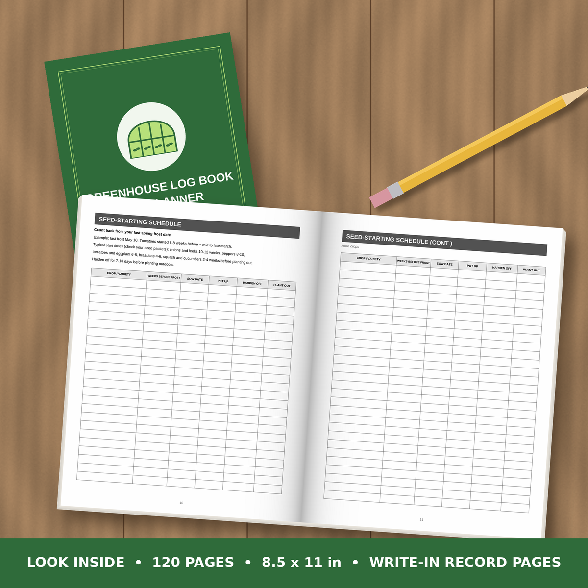 Greenhouse Log Book and Planner – inside pages spread