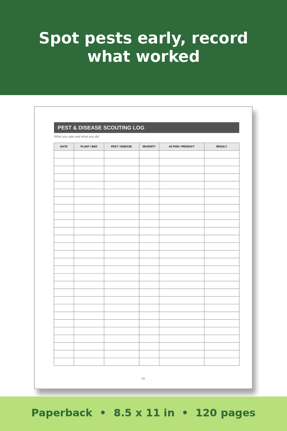 Greenhouse Log Book and Planner – inside page