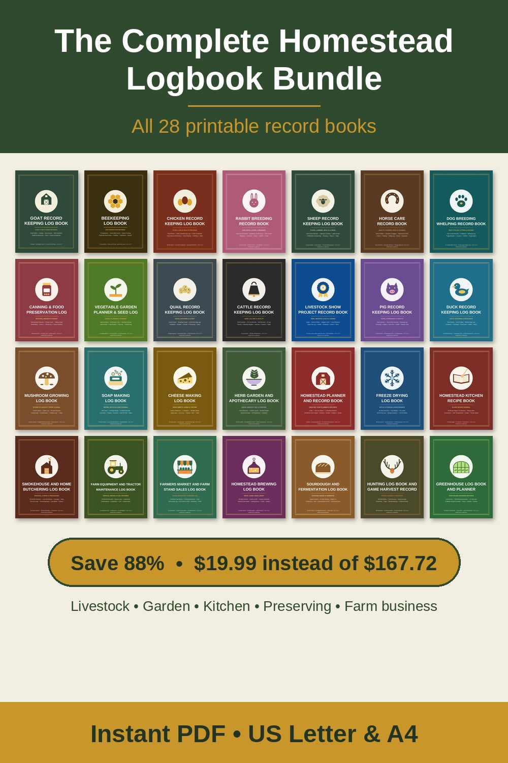 Homestead Logbooks Complete Bundle - all 28 printable logbooks